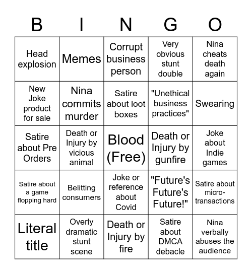 Devolver Digital E3 2021 Bingo Card