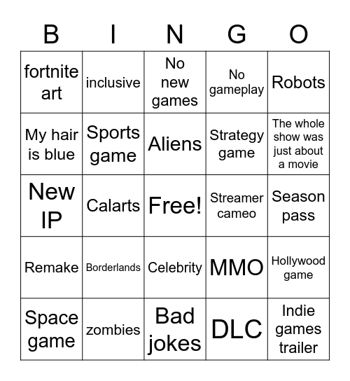 Borderlands DLC ad Bingo Card