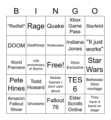 Bethesda Bingo Card