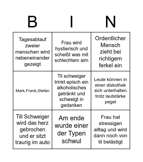 Lischpel Bingo Card