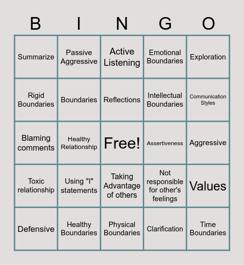 Boundaries & Communication Bingo Card