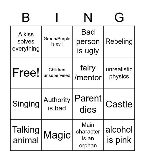 Disney Bingo Card