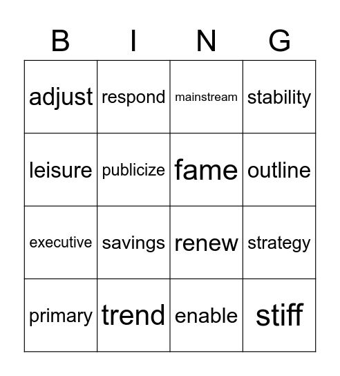 B4U9 VOC Bingo Card