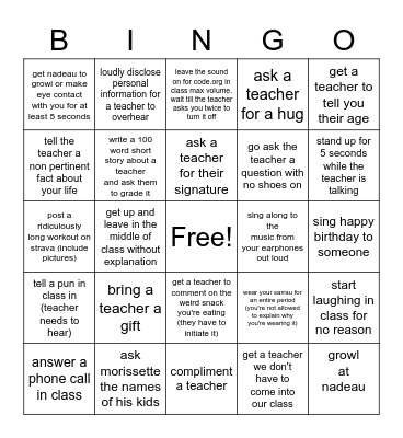511 - fin d'année Bingo Card