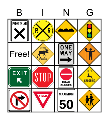 Road Sign Bingo Card