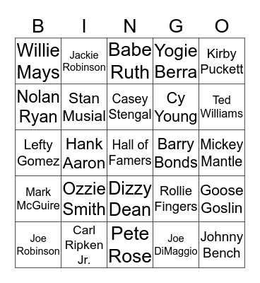 Take Me Out to the Ball Game Bingo Card
