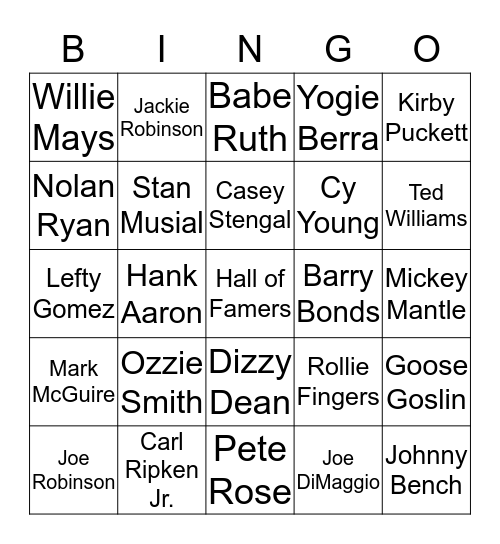 Take Me Out to the Ball Game Bingo Card