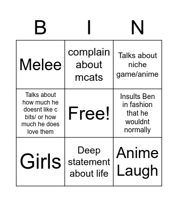 Deez Nuts Bingo Card