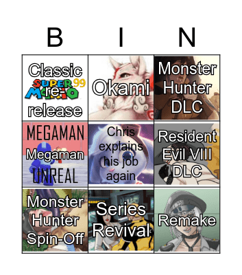 Capcom 2021 Bingo Card