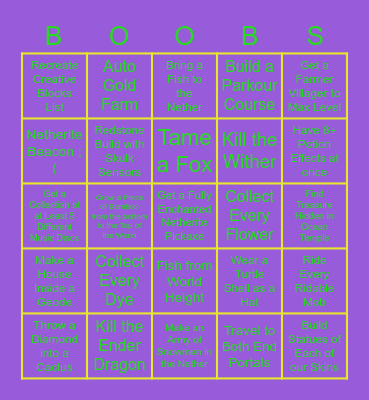 Boysville 2 Minecraft Bingo Card