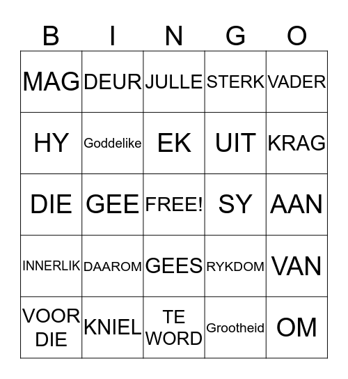 SENIORS Bingo Card