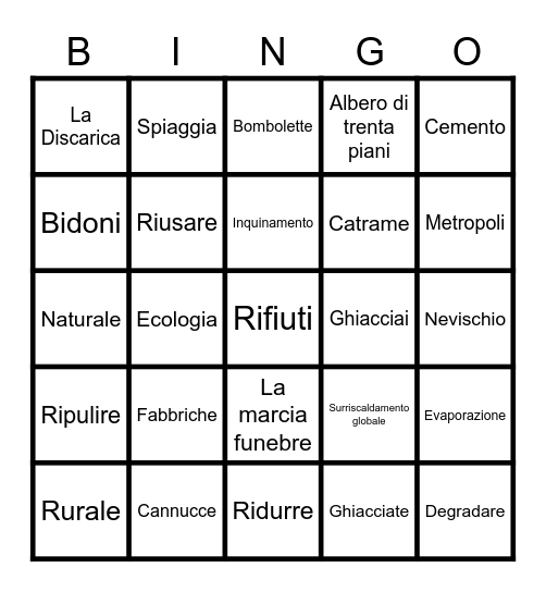 L'AMBIENTE Bingo Card