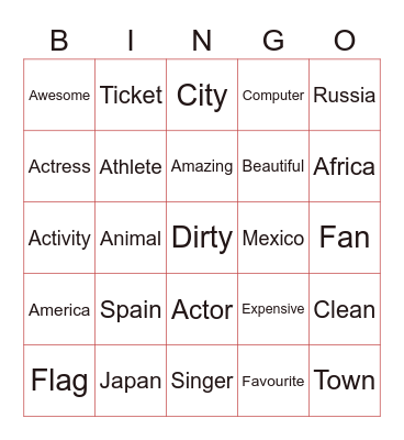 Welcome Bingo Card