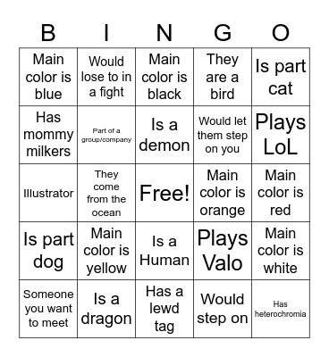 Vtuber Bingo Card
