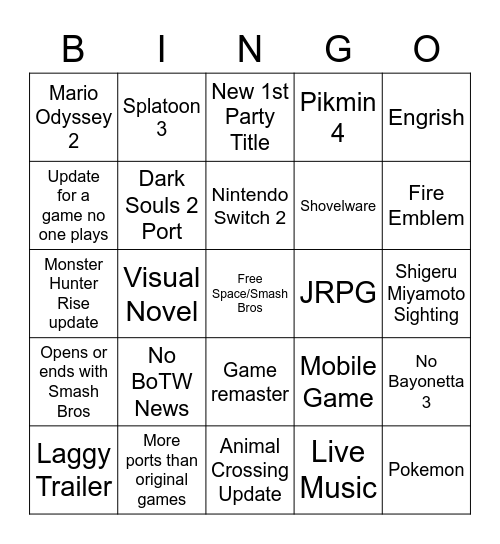 E3 6/15 Bingo Card