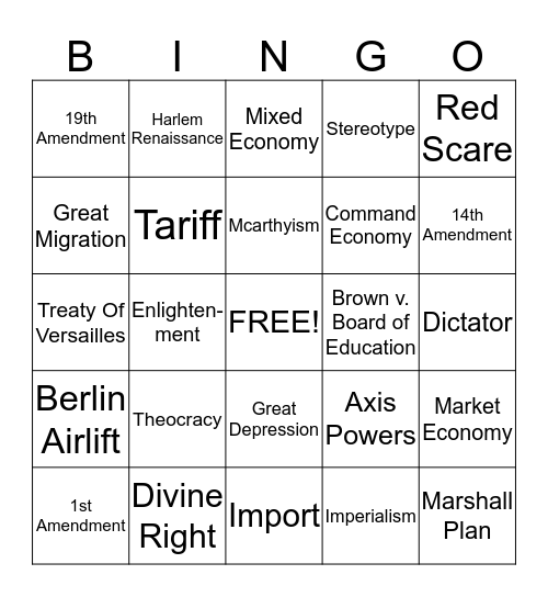 OGT REview Bingo Card