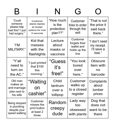 Lowe’s Bingo Card