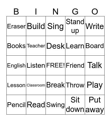 My School  Bingo Card