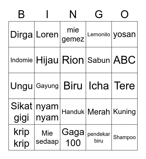 Bingo Berpola Bingo Card