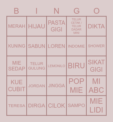 LOREN Bingo Card