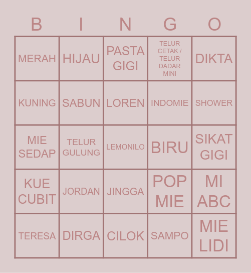 LOREN Bingo Card