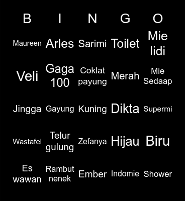 Bingo Maureen Bingo Card