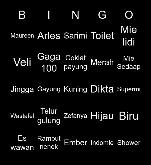 Bingo Maureen Bingo Card