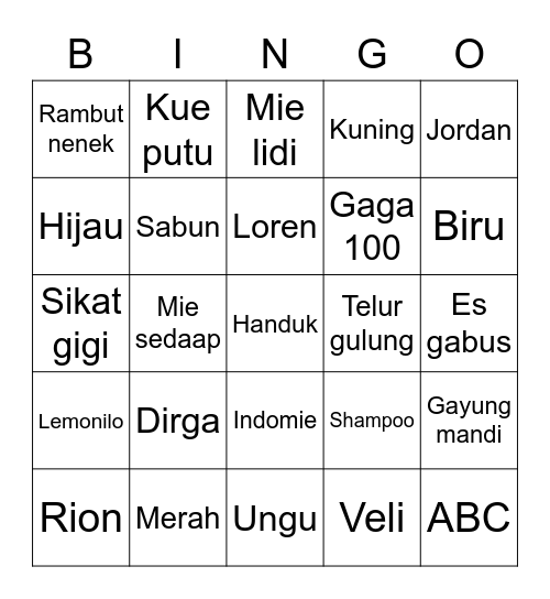 Bingo Berpola Bingo Card