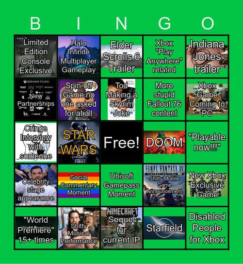 Xbox & Bethesda E3 Bingo Card