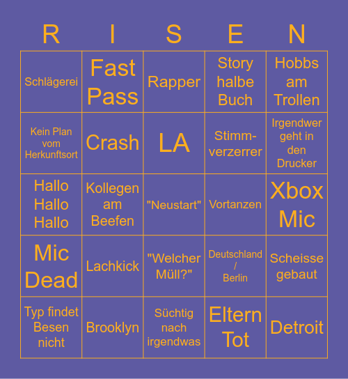 Einreise Bingo Card