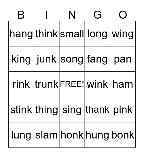 Glued Sounds Bingo Card