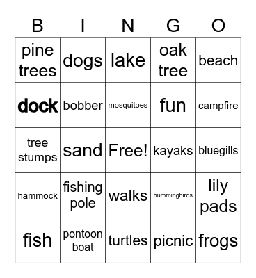 AT THE LAKE Bingo Card
