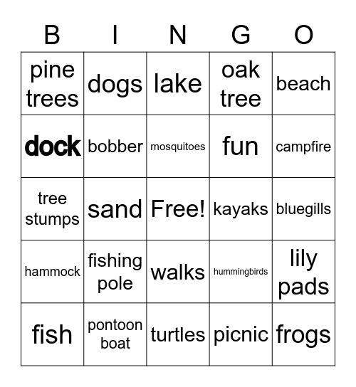 AT THE LAKE Bingo Card