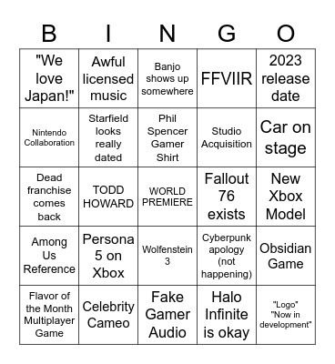 Microsoft Bingo Card