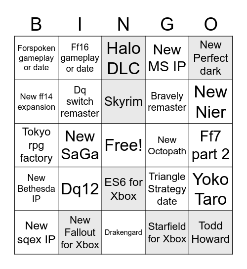 E3 2021 - Sunday Bingo Card