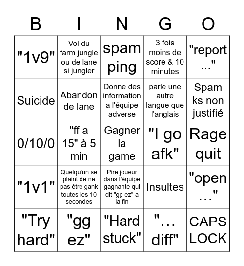 Le bingo du sel Bingo Card