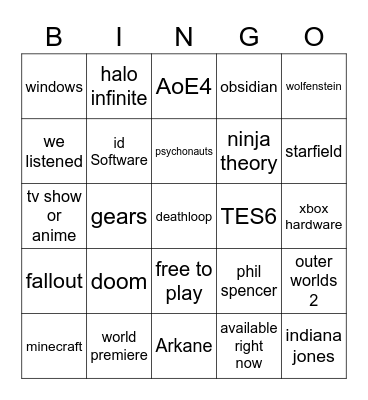 E3 M$ Bingo Card