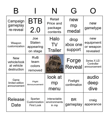 Halo E3 Bingo Card Bingo Card
