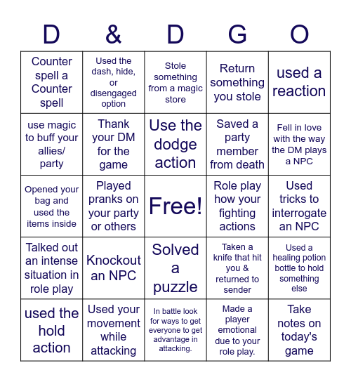 D&DGO 00.2 Bingo Card