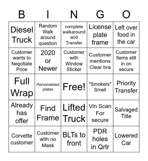 Merchandising Bingo Card