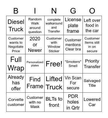 Merchandising Bingo Card