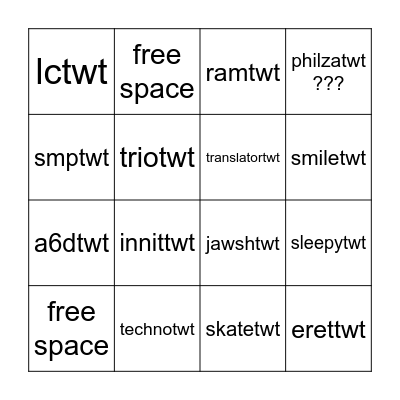 dead subtwts bingo Card