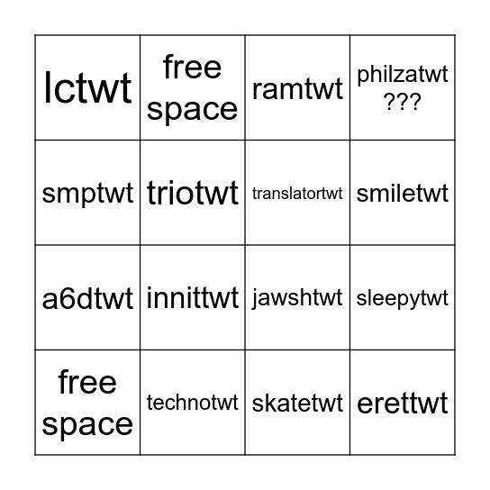 dead subtwts bingo Card