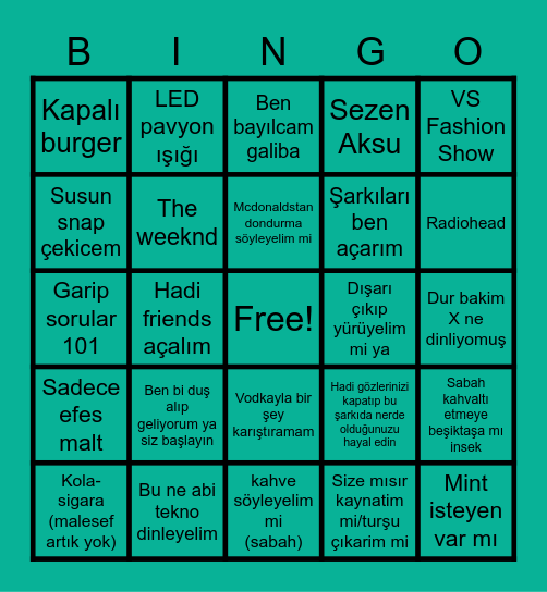 psychocivciv drunk 101 Bingo Card