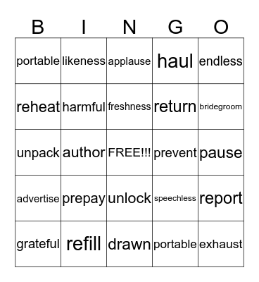 Phonics for Reading Level 3, Lesson 4-6 Bingo Card