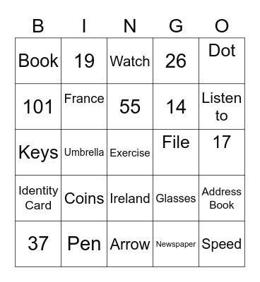 Chapter 1 Bingo Card