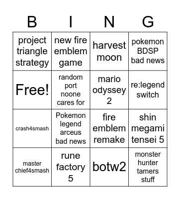 boy Bingo Card