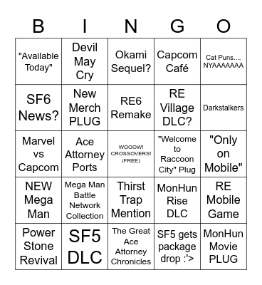 Capcom E3 Bingo (Tater Style) Bingo Card