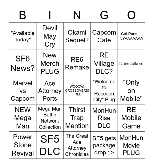 Capcom E3 Bingo (Tater Style) Bingo Card