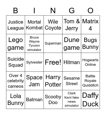 Super Warner Bros. 3 Bingo Card